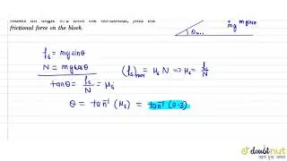 The coefficient of static friction between a block of mass m and an incline is `mu_s=03`, a. Wha...