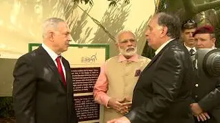 PM Netanyahu and Indian PM Modi Visit WWI Cemetery in Haifa
