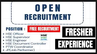 Fresher/Experience HSE Jobs | HSE Officer | HSE Supervisor | HSE Engineer | HSE Document Controller