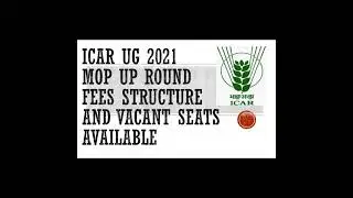 ICAR UG 2021 MOP UP ROUND || DAIRY TECHNOLOGY SEAT MATRIX AND FEE STRUCTURE