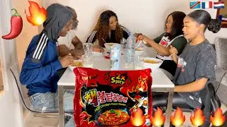 🌶🥵 SPICY NOODLES CHALLENGE EN FAMILLE. €100 À CELUI QUI GAGNE 🇨🇩🇫🇷🇳🇱