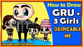 How to Draw Despicable Me - Gru, Agnes, Margo + Edith - Online Drawing Art Tutorials - Fun2draw