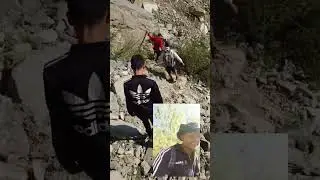 ​One Slip = Game Over: Crossing the Deadly Pathing Landslide#bigstone#slippery-way#viral-video