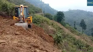 Hilly Dusty Road-JCB Backhoe Loader-Hilly Road Construction