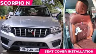 Scorpio N Seat cover installation by Suri motors vashi 📞 8080244774
