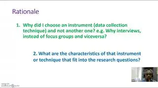 Rationale of instruments/data collection techniques