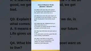 Whatever We Do Poem Summary Class 9 English | Theme, Message & Question Answers | Easy Notes #shots