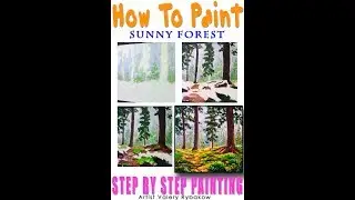 How to paint SUNNY FOREST LANDSCAPE. Speed Painting Art Tutorial.