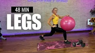 Legs on Fire 🔥 48-Min Lower Body Strength Workout with Stability Ball + Dumbbells