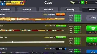 Maxing out 3 cues Glitch, Iron, Invisible Cue, Promo cues 8 ball pool