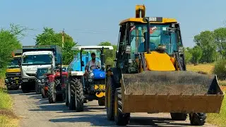 Jcb 3dx Loading Mud TATA Tippers Trolley Tractors Swaraj 855 Fe New Holland 3630 Tractor Thar truck