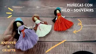Muñeca de hilo o lana - Souvenir Llavero tutorial - fácil de hacer
