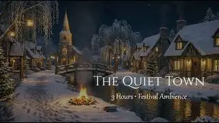 Cozy Winter Village at Night | Campfire & Music for Peace & Relaxation