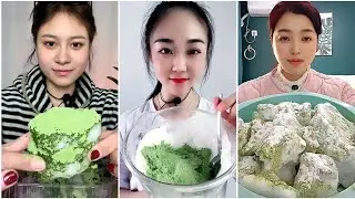 ASMR ICE EATING with MATCHA and MILK POWDER 