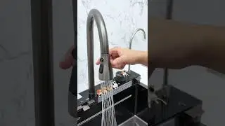 Lefton Two Waterfall Faucets Kitchen Sink with Digital Temperature Display & LED Lighting-KS2206