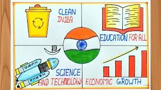 Viksit Bharat drawing easy | Viksit Bharat2047 Poster Drawing|My Vision For India in2047 drawing