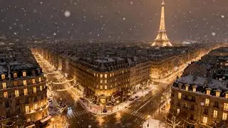 Cozy Christmas Piano in Paris 🎄 Fireplace Ambience for Peaceful Winter Nights