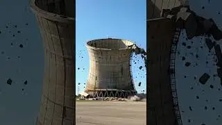 Cooling Tower Demolition ☁️ #shorts  #demolition  #industrial  #coolingtower