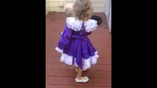 Eden wears Mommy's old ruffle dress