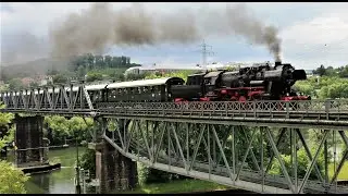Eisenbahnfest in Passau mit E10 228, E69 005, VT12.5 und 52 8195 am 10.6.2023