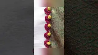 Single Step Saree Krosha border Design With Round Beads #simplesareekroshadeaign #kroshaborderdesign