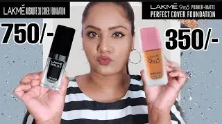 LAKME 9TO5 PRIMER+MATTE FOUNDATION V/S LAKME 3D COVER FOUNDATION REVIEW/DEMO//NEHASMARTY