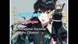 Mon classement des pillier TOKITO Muichiro :mon crush,le meilleur,pour toujours