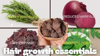 HERBAL CLARIFYING HAIR GROWTH SHAMPOO w African Black Soap, Neem, Beetroot & Hibiscus for breakage