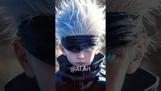 Semi-Realistic Toddler Satoru Gojo inspired from anime-manga Jujutsu Kaisen originated#midjourney