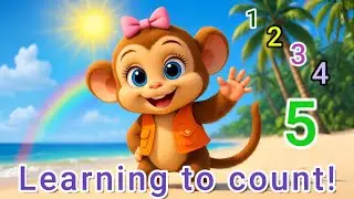 🌴 Count to 5 with Eva the Monkey! 🐒 Beach Treasures Adventure for Toddlers | Episode 1