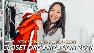 ORGANIZE MY CLOSET WITH ME 2021| very satisfying and lots of video montages!!