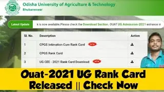 Ouat-2021 UG Rank Card Released ||Live Discussion