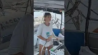 at the wheel on sharmila ⛵️ #sailing #boating #boatlife