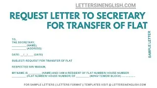 Letter to Society Secretary - Request Letter For Transfer of Flat