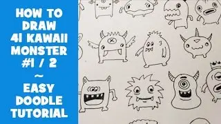 How To Draw 41 Kawaii Doodle Monsters #1 - Easy Doodle Tutorial for Beginners