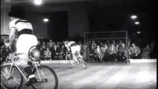 Players play Bicycle polo at a Polo court in Austria. HD Stock Footage