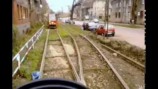 Tram cabin view - Line 5 - Renovated section of track.