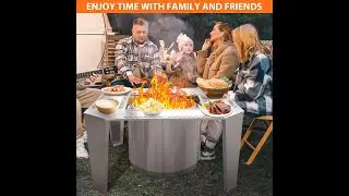 Uniflasy Adjustable Stainless Steel Fire Pit Surround Table, Options for Solo Stove Yukon, Bonfire