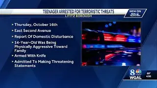A 14-year-old from Lititz, Lancaster County, is facing allegations of making threats against fami...