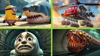 Minions Monster Shark-McQueen Helicopter-Thomas train-Train Eater-Tiles Hop EDM Rush