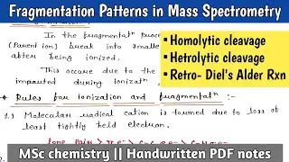 Fragmentation Patterns In Mass Spectrometry (@relatechemistry21 )