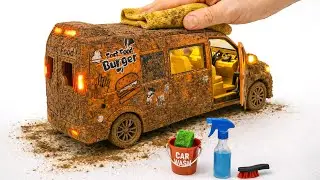 The surreal cleaning process of a 1:18  Toyota Food Truck After an Extreme Off-Road Adventure 🥵