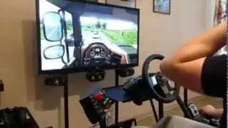 Euro truck simulator 2 Logitech G27, home game room