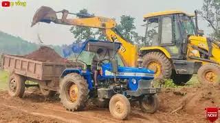 JCB 3DX Eco Machine Loading Soil Sonalika Tractor and Trolley Empty Soil and Level JCB