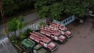 Aerial View of Motor Depot in Chernobyl Zone | Stock Footage - Envato elements