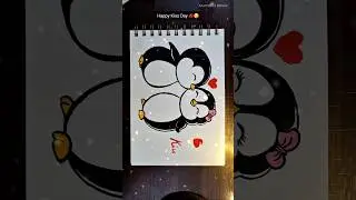 kiss Day Cute Drawing | Kissing penguin 😘 Happy Kiss Day #shorts #kiss #cartoon #kissday
