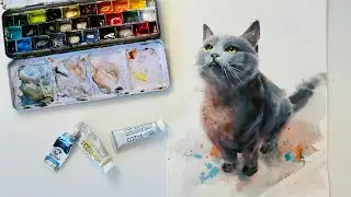 Making a Cat Portrait for My Fan: Grey British Shorthair Cat