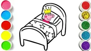 Peppa pig go to bed 🛏️😪 Drawing and Coloring for kids and Toddlers Child Art 