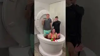 Guess the Color Balloon Challenge with 3 People in Giant Toilet Pink Pool #shorts