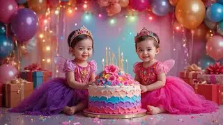 🎂 Happy Birthday to You | Twin Princess Birthday Party Celebration 2025👑✨#happybirthday #pink #viral